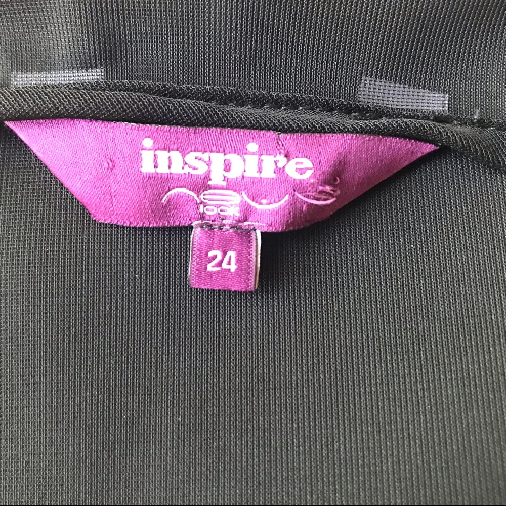 ASOS Inspire LBD Black Mesh Bodice Dress Sz 24 - Picture 6 of 6